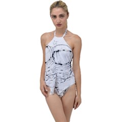 Astronaut Moon Space Astronomy Go with the Flow One Piece Swimsuit