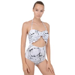 Astronaut Moon Space Astronomy Scallop Top Cut Out Swimsuit