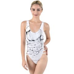 Astronaut Moon Space Astronomy High Leg Strappy Swimsuit