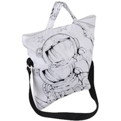 Astronaut Moon Space Astronomy Fold Over Handle Tote Bag