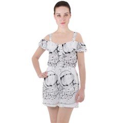 Astronaut Moon Space Astronomy Ruffle Cut Out Chiffon Playsuit