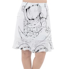 Astronaut Moon Space Astronomy Fishtail Chiffon Skirt