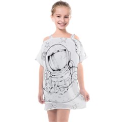 Astronaut Moon Space Astronomy Kids  One Piece Chiffon Dress