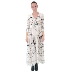 Astronaut Moon Space Astronomy Button Up Maxi Dress