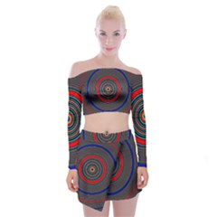 Art Design Fractal Circle Off Shoulder Top With Mini Skirt Set by Pakrebo