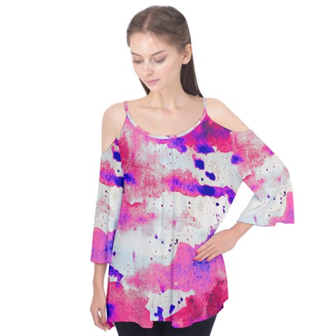 Watercolor Splatter Hot Pink/purple Flutter Tees by blkstudio