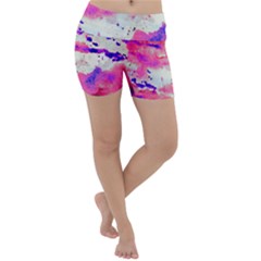 Watercolor Splatter Hot Pink/purple Lightweight Velour Yoga Shorts by blkstudio