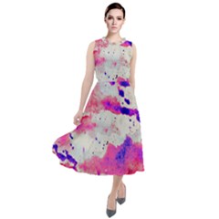 Watercolor Splatter Hot Pink/purple Round Neck Boho Dress by blkstudio