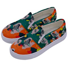 Retro Colors Texture                     Kids  Canvas Slip Ons by LalyLauraFLM