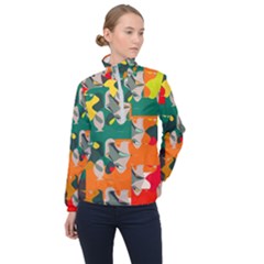 Retro Colors Texture                      Women Half Zip Windbreaker