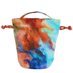 Orange Blue Texture                      Drawstring Bucket Bag by LalyLauraFLM