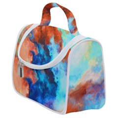 Orange Blue Texture                   Satchel Handbag by LalyLauraFLM