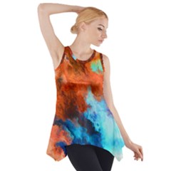 Orange Blue Texture                      Side Drop Tank Tunic by LalyLauraFLM