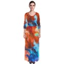 Orange blue texture                        Quarter Sleeve Maxi Dress View1