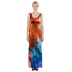 Orange blue texture                      Maxi Thigh Split Dress