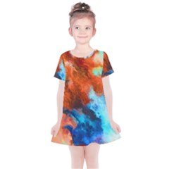 Orange blue texture                     Kids  Simple Cotton Dress