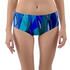 Wavy Blue Reversible Mid-waist Bikini Bottoms by bloomingvinedesign