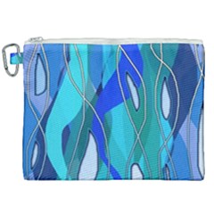 Wavy Blue Canvas Cosmetic Bag (xxl) by bloomingvinedesign