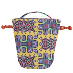Shapes On A Yellow Background                      Drawstring Bucket Bag by LalyLauraFLM