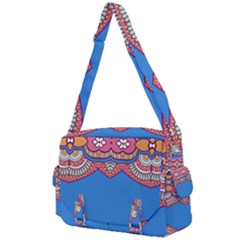 Shapes On A Blue Background                   Buckle Multifunction Bag by LalyLauraFLM