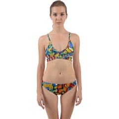 Colorful Painted Shapes                        Wrap Around Bikini Set by LalyLauraFLM