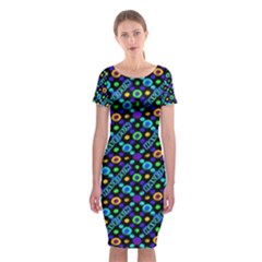 Have Fun Multicolored Text Pattern Classic Short Sleeve Midi Dress