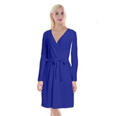 Vibrant Blue Long Sleeve Velvet Front Wrap Dress by blkstudio