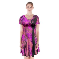 Into The Forest 2 Short Sleeve V-neck Flare Dress