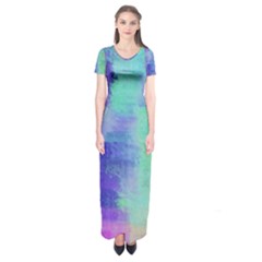 Watercolor Wash Short Sleeve Maxi Dress