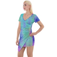 Watercolor Wash Short Sleeve Asymmetric Mini Dress by blkstudio