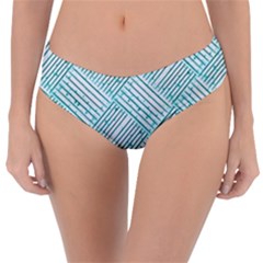 Wood Texture Diagonal Pastel Blue Reversible Classic Bikini Bottoms