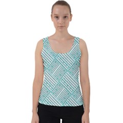 Wood Texture Diagonal Pastel Blue Velvet Tank Top