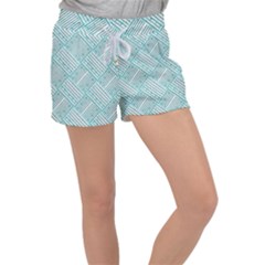 Wood Texture Diagonal Pastel Blue Women s Velour Lounge Shorts