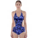 Texture Structure Electric Blue Cut-Out One Piece Swimsuit View1
