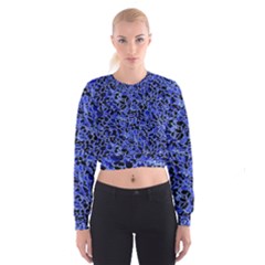 Texture Structure Electric Blue Cropped Sweatshirt