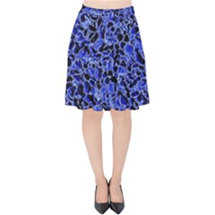 Texture Structure Electric Blue Velvet High Waist Skirt