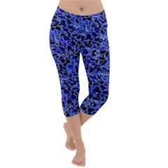 Texture Structure Electric Blue Lightweight Velour Capri Yoga Leggings