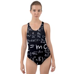 Science Albert Einstein Formula Mathematics Physics Special Relativity Cut-out Back One Piece Swimsuit by Sudhe