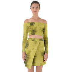 Watercolor Wash - Yellow Off Shoulder Top With Skirt Set by blkstudio