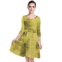 Watercolor Wash - Yellow Quarter Sleeve Waist Band Dress by blkstudio