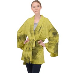 Watercolor Wash - Yellow Velvet Kimono Robe by blkstudio