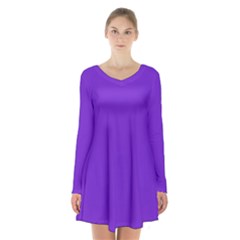 Violet Purple Long Sleeve Velvet V-neck Dress by blkstudio