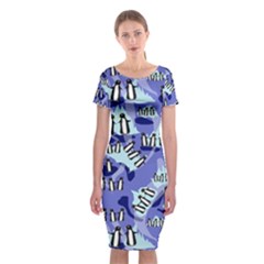 Penguins Pattern Classic Short Sleeve Midi Dress by bloomingvinedesign
