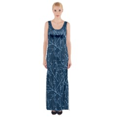 Branches Blue Thigh Split Maxi Dress by blkstudio