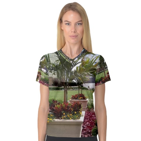 Columbus Commons In Late May  V-neck Sport Mesh Tee by Riverwoman