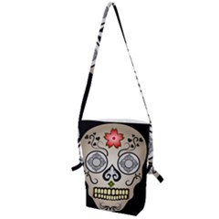 Skull Scary Art Digital Head Folding Shoulder Bag by Wegoenart