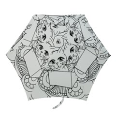 Cute Cat Coloring Page Design Mini Folding Umbrellas by Wegoenart