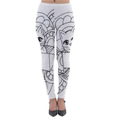 Cute Cat Coloring Page Design Lightweight Velour Leggings