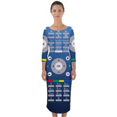 Remote Control Receiver Vcr Control Quarter Sleeve Midi Bodycon Dress by Wegoenart