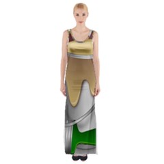 Paint Color Brush Painter Bucket Thigh Split Maxi Dress by Wegoenart